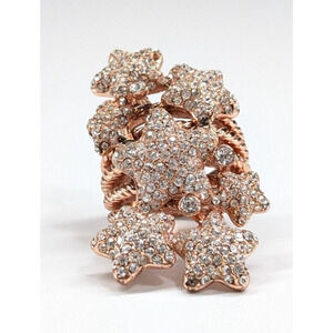 Paula Abdul Rose Gold Tone Pave Rhinestone Reach for the Stars Sz 6 Ring